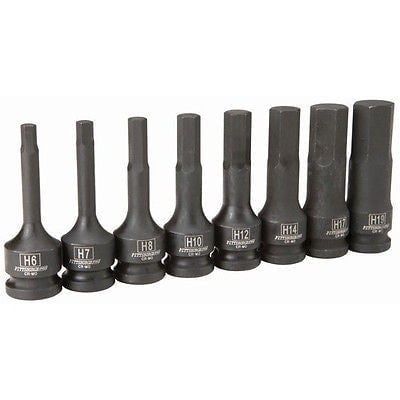 8 Pc 1/2 in. Drive Metric Impact Hex Socket Set