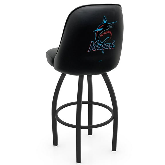 Black Miami Marlins 36" Swivel Bucket Seat Bar Stool