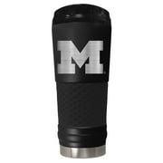 Michigan 24 ounce vacuum insulated stainless steel tumbler in black powder coat and laser etched team logo