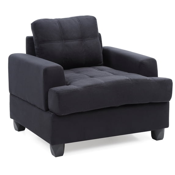 Black Microfiber Chair with Saddle Arm Support / Ideal for Small Spaces