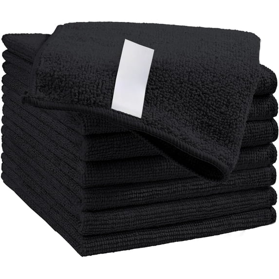 Black Microfiber Cleaning Cloth, 8 Pack Cleaning Towels for Kitchen, Lint Free, Scratch-Free, Highly Absorbent, and Reusable Cleaning Rags for House, Window and Glass, Cars, 11.5 X11.5 inch