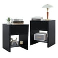 thumbnail image 1 of Weselon Modern Fluted Nightstand Set of 2, Curved Side Bedside Table with Drawer and Open Shelf for Bedroom, Black, 1 of 6