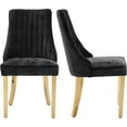 thumbnail image 1 of Black Mid Century Dining Chairs Set of 2, Modern Kitchen & Dining Room Chairs Set of 2, Chenille Fabric Upholstered Kitchen Chairs for Dining Table, Sillas de Comedor, Gold Legs (Black, 2 Pcs), 1 of 11