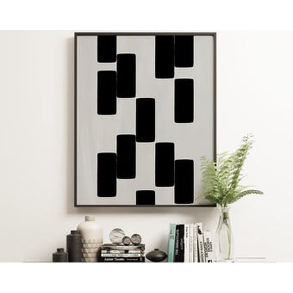 Black Mid Century Modern Abstract Poster, Poster Only