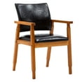 thumbnail image 1 of Black Mid-Century PU Leather Upholstered Arm Chair, Dining chair, Set of 1, 1 of 8