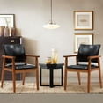 thumbnail image 1 of Black Mid-Century PU Leather Upholstered Arm Chair, Dining chair, Set of 2, 1 of 8