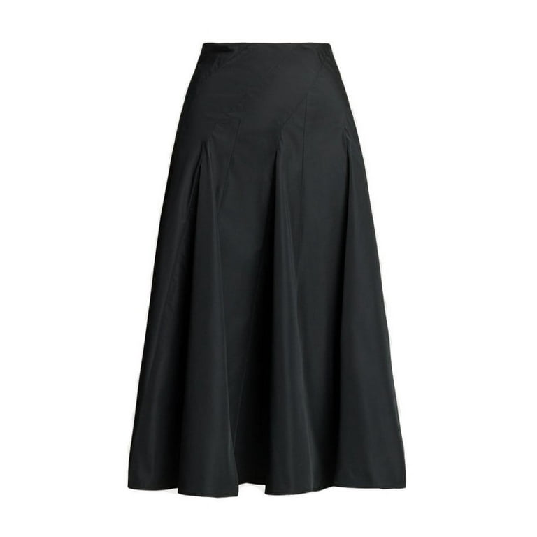 Ralph Lauren Collection Female Black Midi Skirt With Pleated Design Black Sizes US 0 48
