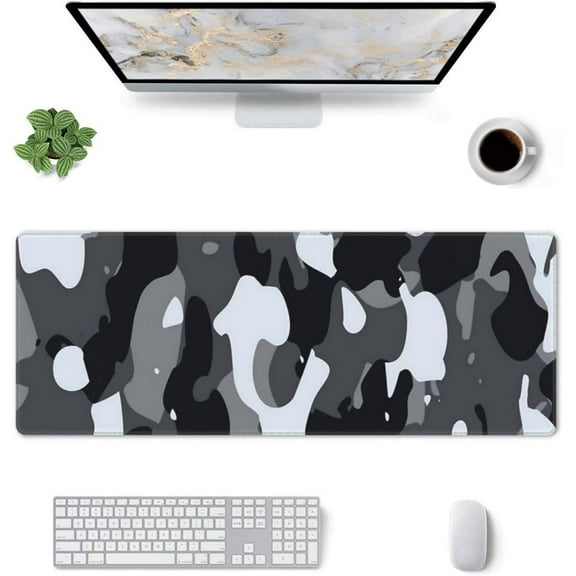 Black Military Camouflage Gaming Mouse Pad Large Mouse Pad (31.5x11.8 Inch) Non-Slip Rubber Base Large Desk Mat Desk Protector for Home Office Gaming Work