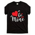 thumbnail image 1 of Black Be Mine Valentines Day Graphic T Shirt Unisex Casual Short Sleeve Crew Neck Love Heart Print Tee Top for Daily Wear Holiday Party Suitable for Mens & Womens, Soft Stretch, 1 of 6