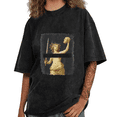 thumbnail image 1 of Black Mineral Wash Print T-Shirt Graphic Tee S-2XL Trendy Feminist Medusa Print Casual Stylish Tops, 1 of 5