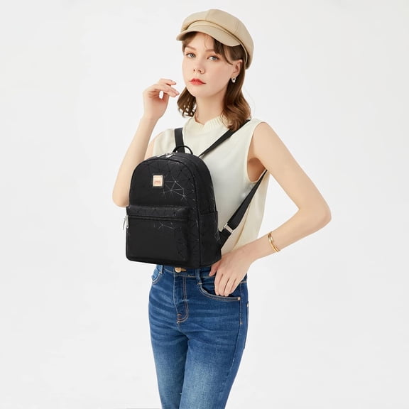 Black Mini Backpack For womens, black backpack Purse,10L Synthetic Leather Cute Small Backpack with Pockets,Travel Fashion Backpack,Ladies Shoulder Bags