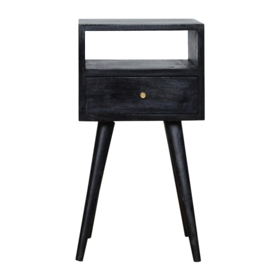 Black Mini Cabinet Bedside - Functional Solid Wood For Any Room Ash Rack Unit Stylish Organization
