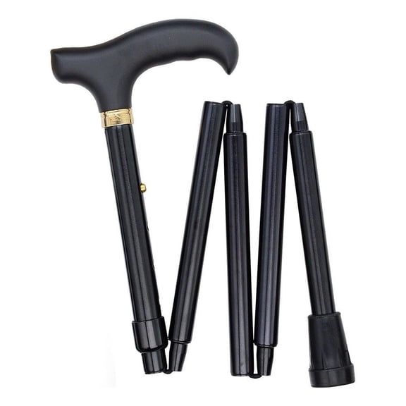 Royal RC Canes Black Mini Compact Adjustable Folding Walking Cane with Zipper Bag  Lightweight Aluminum Cane for Travel  Adjustable Height 33"-36"  Portable Walking Cane for Men and Women