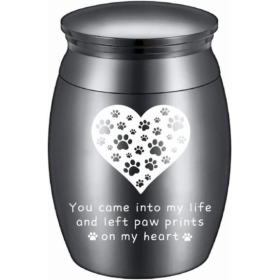 Black Mini Cremation Urn Small Keepsake Urns Ashes Holder Paw Print Heart Alloy Sharing Funeral Urn Kit Memorials Miniature Container Decorative Urn for Female Male Pets 1.6x1.2Inch grey DIY