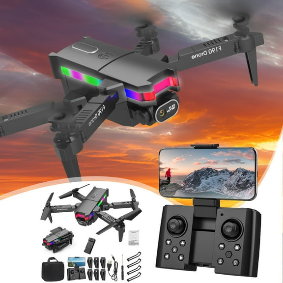 Black Mini Drone With Dual 4K Fpv Camera Wifi Remote Control Altitude Hold Headless Speed Adjustment Foldable Quadcopter And Plastic/Metal Body For Boys Girls Gifts, 6.6X6.6X1.7In 0.814Lb