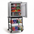 Black Mini Fridge Stand with Storage, 300 Lbs Dorm Microwave Cart dual ...