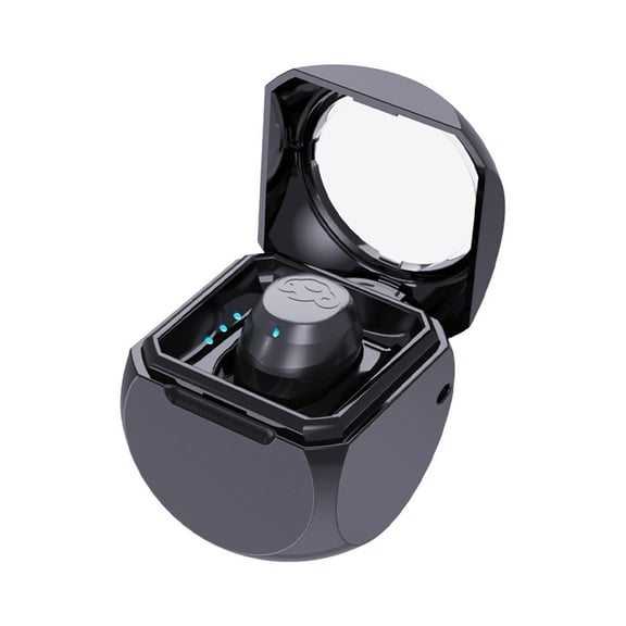 Black Mini In-Ear Bluetooth Earbud, Single Ear Headphone With Charging Case, Low Latency, Digital Display, For Workout Gym Running, Hands-Free Call