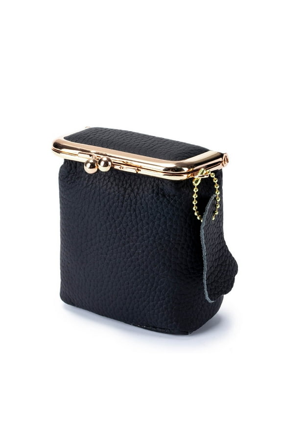 Black Mini Leather Jewelry Box Travel Organizer For Earrings Rings Necklaces Portable Cowhide Leather Case With Clip Closure Black