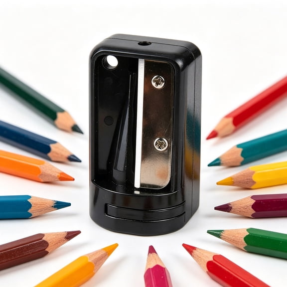 Black Mini Pencil Sharpener 1.2in, Portable Handheld Sharpener with Steel Blade, Compact Pencil Cutter for Office Desk – Multi Use for Work