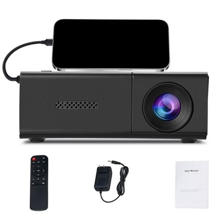 Black Mini Projector Mini Portable Automatic Hd Projector Portable Outdoor/Indoor Movie Projector