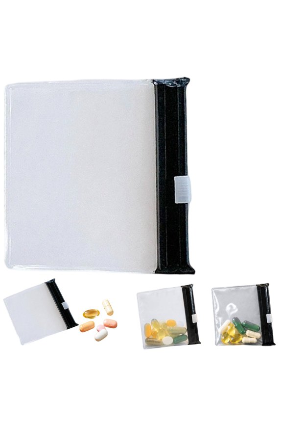 Black Mini Reusable Storage Bag, Waterproof Zipper Pouch for Vitamins – Clear Window Pill Organizer for Travel, Airtight Small Case for Jewelry, Eco Friendly Daily Carry