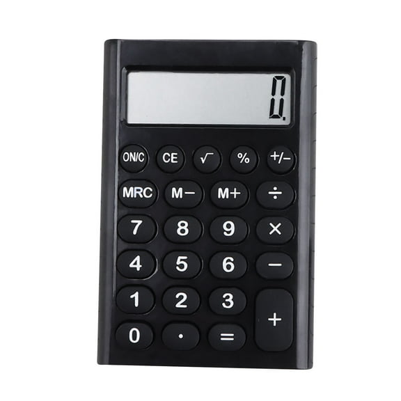 Black Mini Solar Calculator 8-Digit Lcd Display Light Powered Portable For School Office Home Students Kids No Battery Needed Eco-Friendly