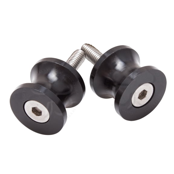 Black Mini Swingarm Spools Sliders 6mm Bolts Yamaha R1 R6 Aprilia Buell Triumph
