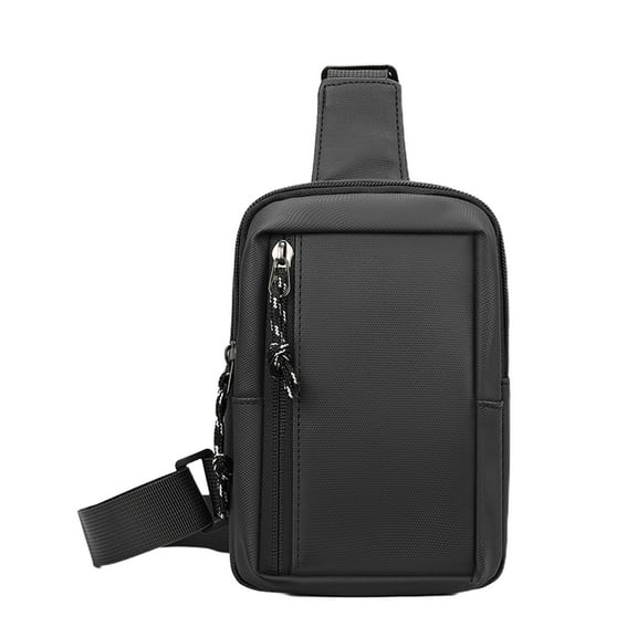 Black Mini Waterproof Crossbody Sling Bag For Men And Women Small Chest Phone Bag Travel Hiking Outdoor Casual Daypack Adjustable Strap Polyester