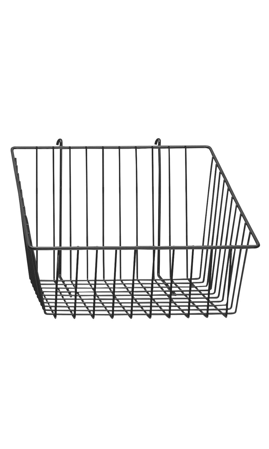 Black Mini Wire Grid Basket for Wire Grid with 4 inch Slanted Front Lip 12''L x 12''W x 8"D