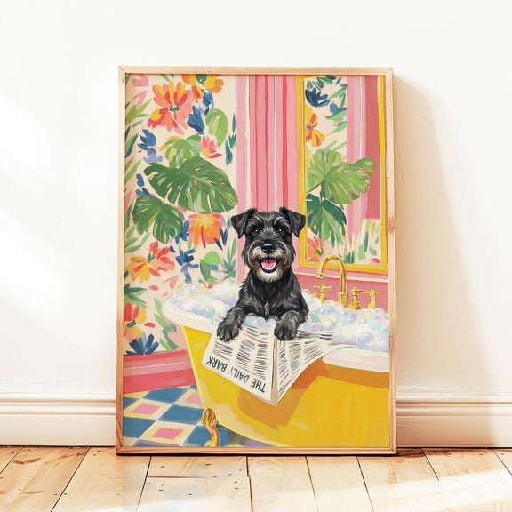 Black Miniature Schnauzer Bathroom Dog Wall Art Home Decor