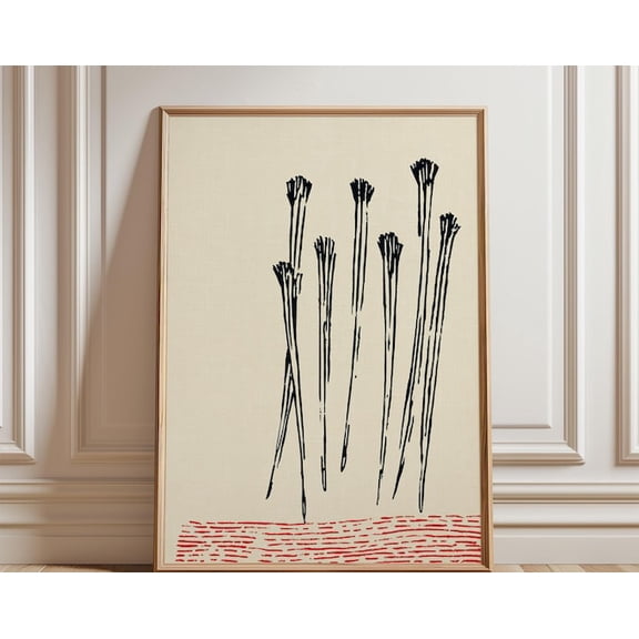 Black Minimal Pins Japanese Ink Line Sewing Studio Wall Art Print, Unframed Paper Poster 24x36in