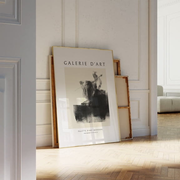 Black Minimalist Abstract Print Modern Japandi Vintage Exhibition Wall Decor, Unframed Paper Poster 11x14in