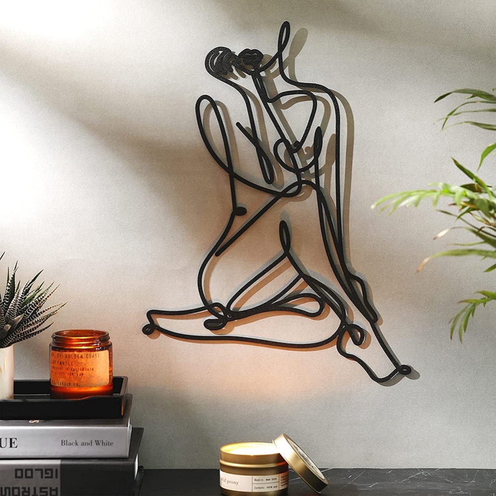 Xedatric Modern Abstract Metal Wall Art - Minimalist Line Sculpture Decor For Living Room, Bedroom, Office