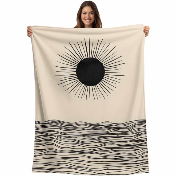 Black Minimalist Lines Blanket Soft Cozy Warm Throw Blanket for Couch, Plush Fuzzy Flannel Fleece Blankets for Sofa, Modern Stripe Art Bed Blankets Lightweight Gifts for Women, 30"x40"