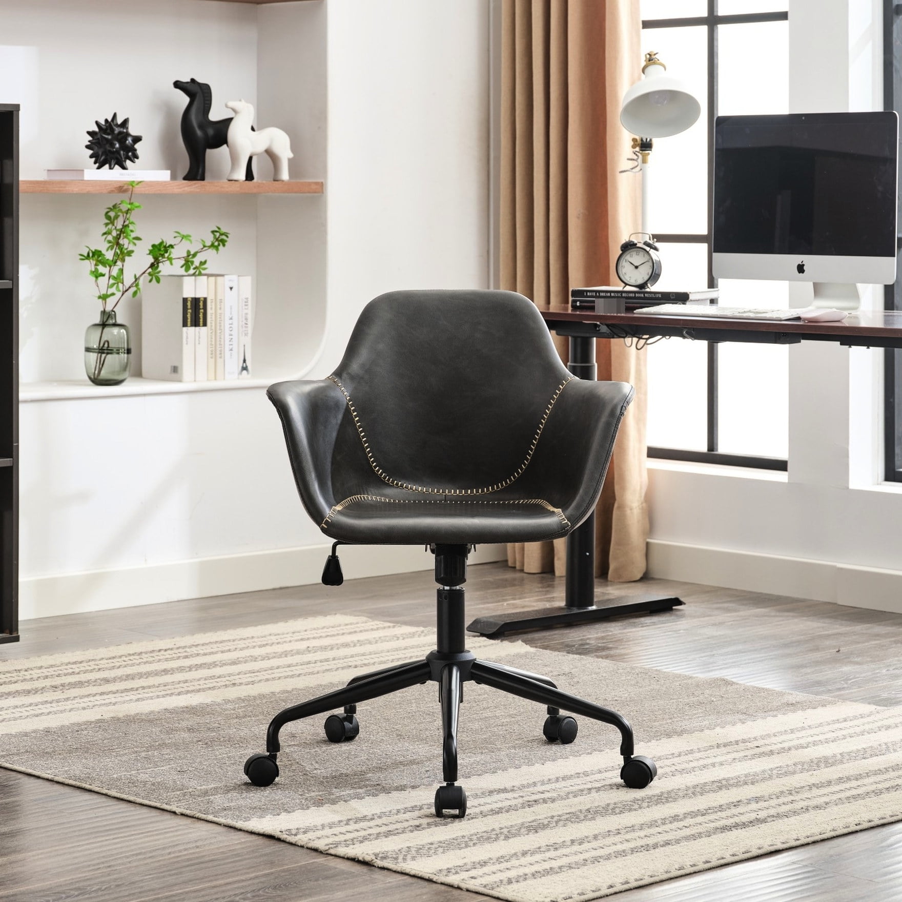 Black Minimalist Office Chair - Height Adjustable and Reclining - Study ...