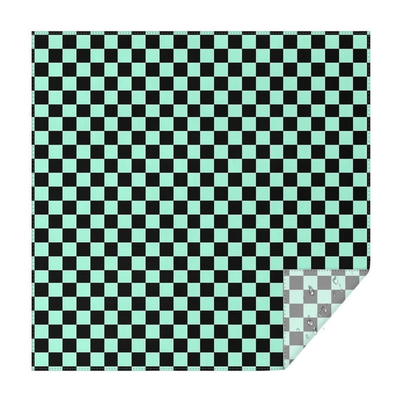 Black and Mint Green Checkerboard Pattern Square Tablecloth,Waterproof Square Table Cover,Wipeable Spillproof Washable Table Cover for Home Kitchen Party Decor 42"X42"(107x107cm)