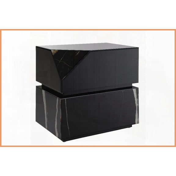 Black Mirrored Modern Coffee Table for Living Rooms - Durable Composite Wood with Tempered Glass Accents