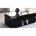 thumbnail image 1 of Black Mirrored Rectangular Coffee Table for Living Room Displaying Decorative Items Durable with Marble Grain Design, 1 of 2