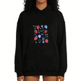 thumbnail image 1 of Black Mixed Berry Strawberry Blueberry Print Hoodie Graphic Sweatshirt Shirts Cute Fruit Lover Summer Casual Tops S-2XL, 1 of 7
