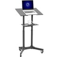 thumbnail image 1 of Black Mobile 24" Height Adjustable Rolling Podium, Lectern, Laptop Workstation, 1 of 3