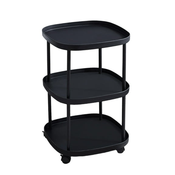 Black Mobile Rolling Side Table Small Apartment Bedside Nightstand With Wheels Compact Storage End Table For Living Room Bedroom Sofa Modern European Style Easy To Assemble Multifunctional