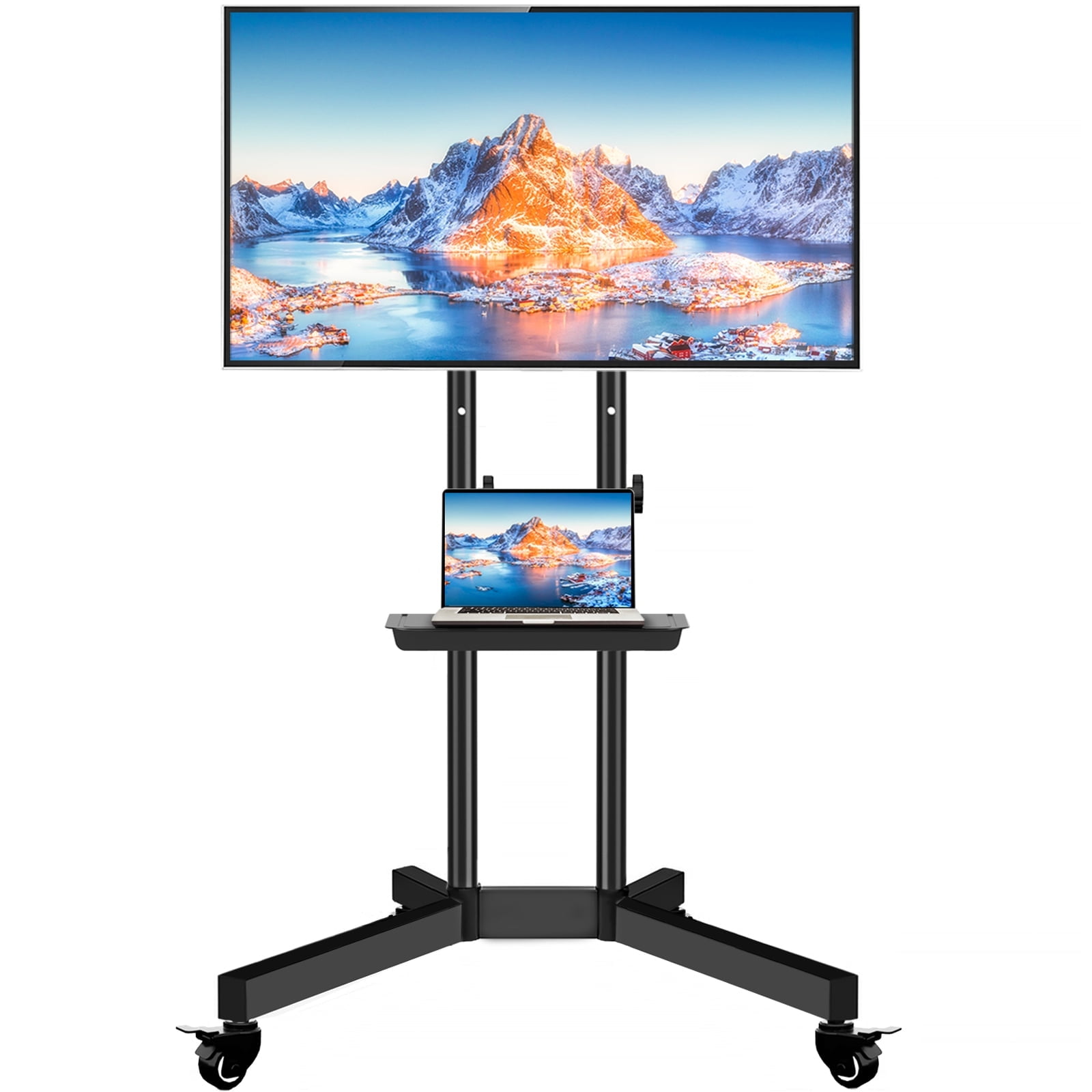 TV Stand Rfiver Rolling TV Stand on Wheels for 32 to 70 inch Flat Panel Screen TVs Black