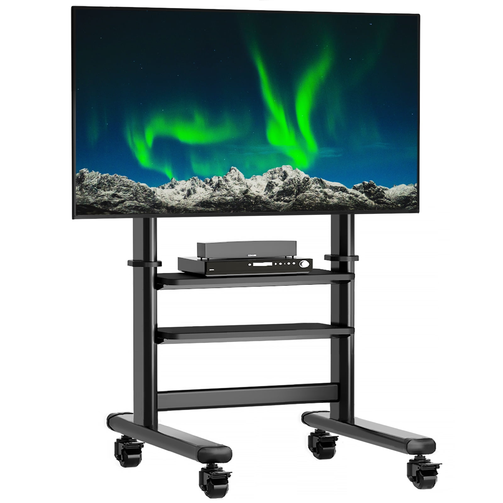 Black Mobile TV Stand Rolling TV Cart for 50 to 100 inch LCD LED Flat