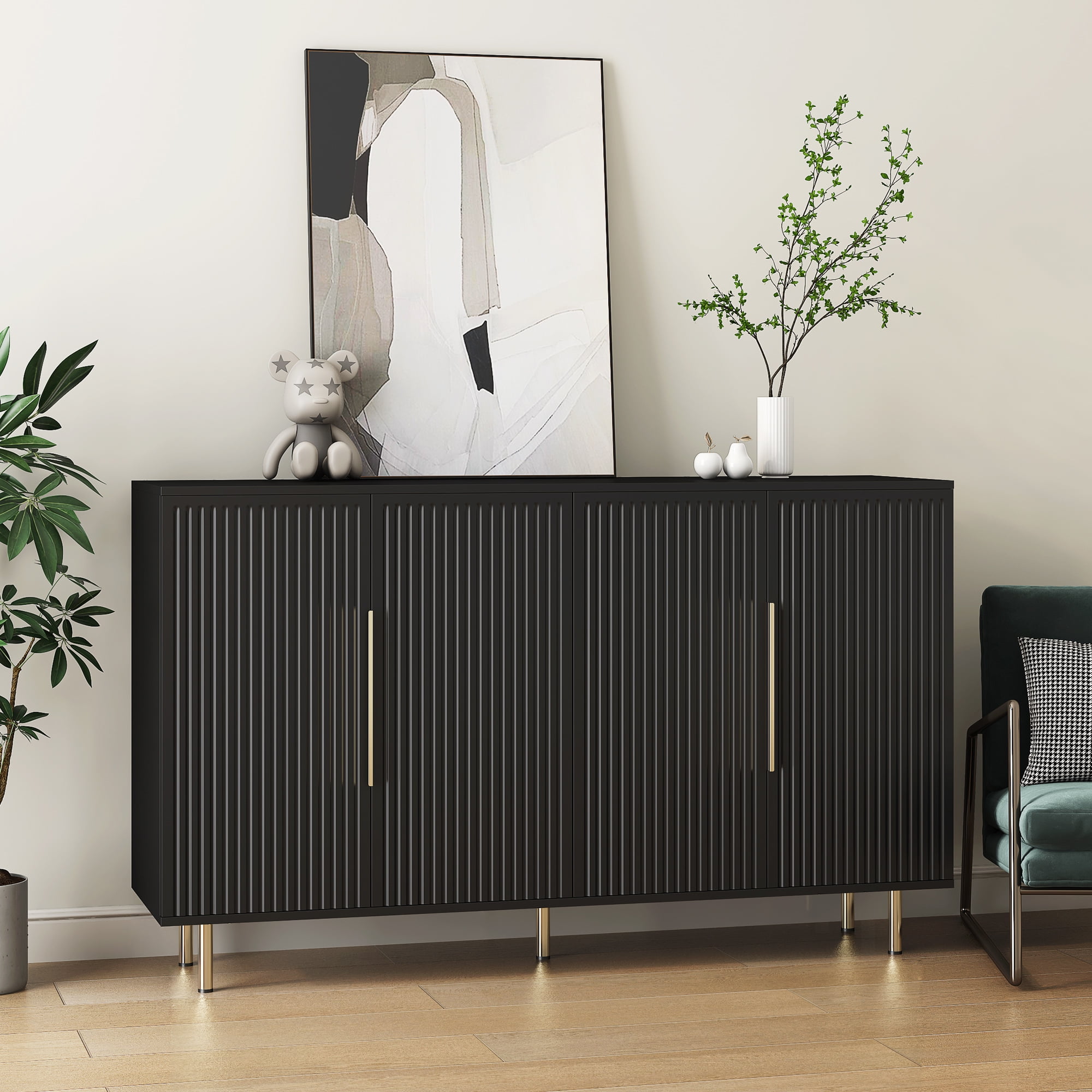 Modern Black Buffet Cabinet: Stylish Storage & Elegance for Your Dining Room
