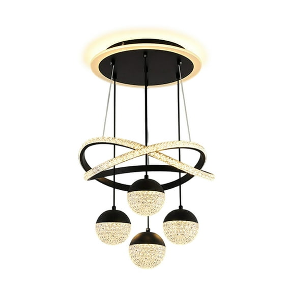 Black Modern Ceiling Light Fixture 100X40Cm Led Chandelier For Dining Room Living Room Bedroom Stairwell Contemporary Hanging Lamp With Metal Frame Dimmable Lighting For Home Office