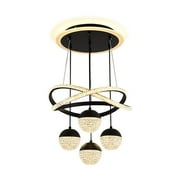 Black Modern Ceiling Light Fixture 100X40Cm Led Chandelier For Dining Room Living Room Bedroom Stairwell Contemporary Hanging Lamp With Metal Frame Dimmable Lighting For Home Office
