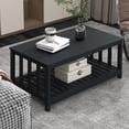 thumbnail image 1 of Black Modern Coffee Table with Storage Shelf 2-Tier Living Room Table Rectangular Center Table 40 Inch Wooden Coffee Tables for Living Room Furniture for Living Room, Meeting Room, Office, 1 of 18