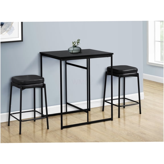 Black Modern Counter Height Dining Table, 32 Inch Rectangular Kitchen Table with Laminate Top and Metal Legs for Small Space