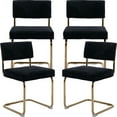 thumbnail image 1 of Black Modern Dining Chairs Set of 4, Corduroy Fabric Upholstered Kitchen & Dining Room Chairs Set of 4, Kitchen Table Chairs Set of 4, Sillas de Comedor, Gold Metal Frame (Black, 4 Pcs), 1 of 12