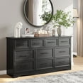thumbnail image 1 of Black Modern Farmhouse 10 Drawer Dresser, 59'' Wide Wood Storage Dresser with Smooth Black Metal Handles, Sturdy Storage Cabinet for Bedroom, Living Room, Hallway, 1 of 6